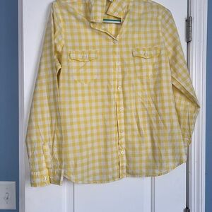 Old Navy Yellow Checkered Women's Button Down Shirt